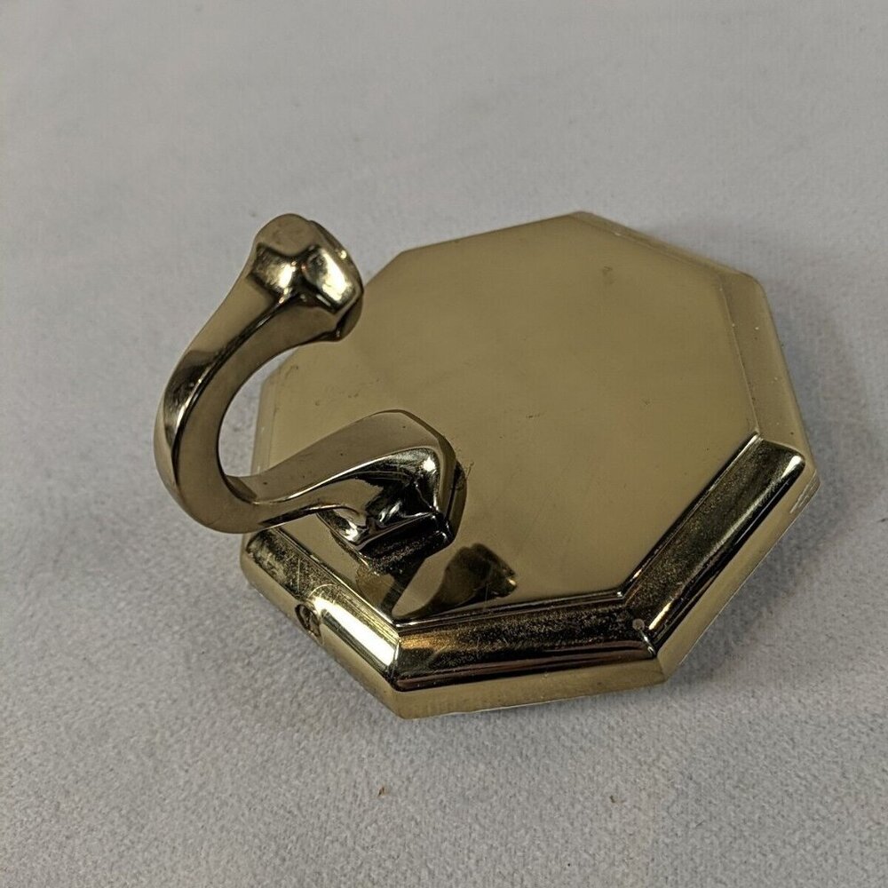Valsan Vintage Made in Portugal Robe Hook Wall Door Gold Brass Octagonal Coat